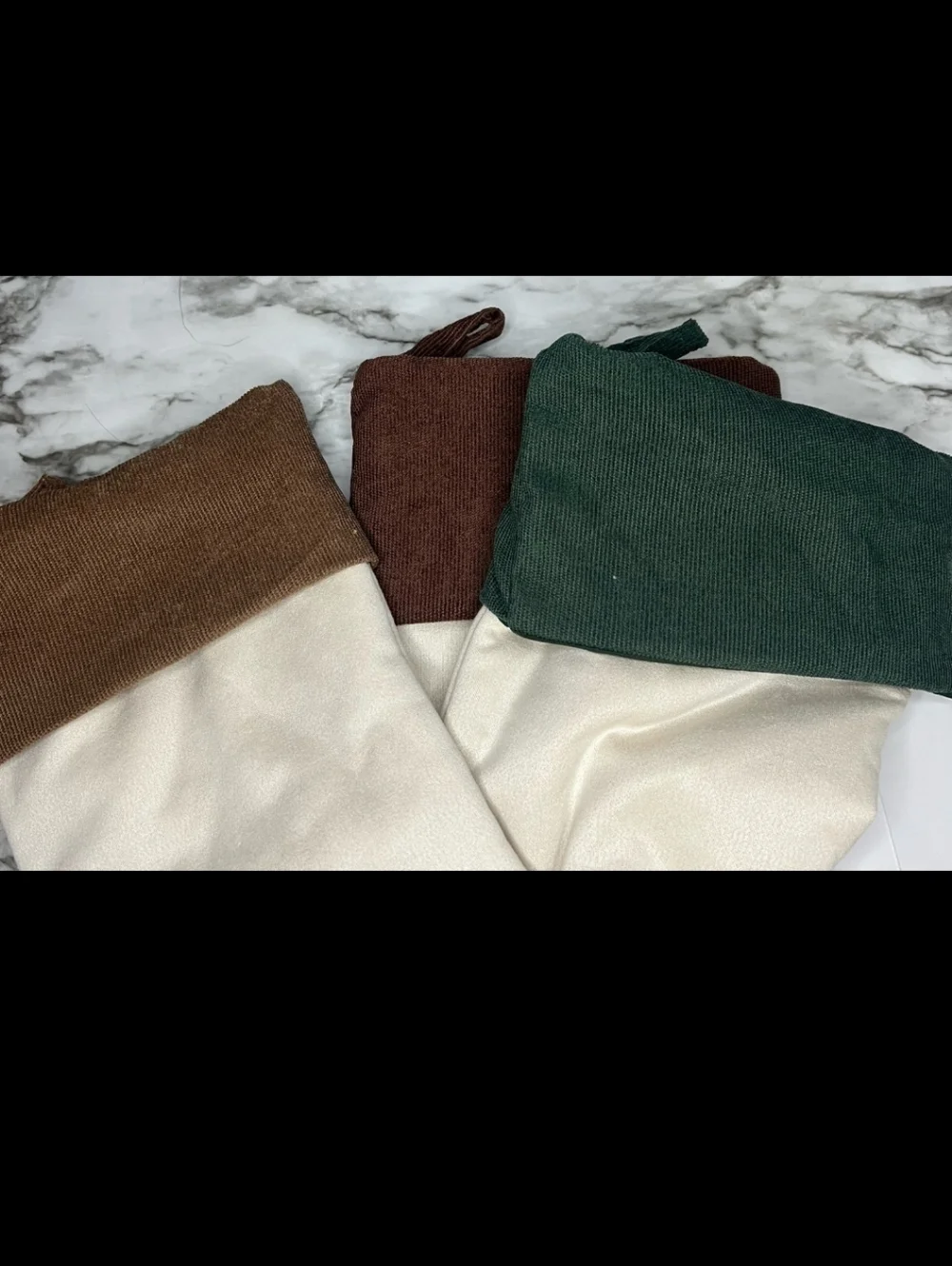 NWT Farmhouse Set of 3 22” Christmas Stockings cream brown green red wine